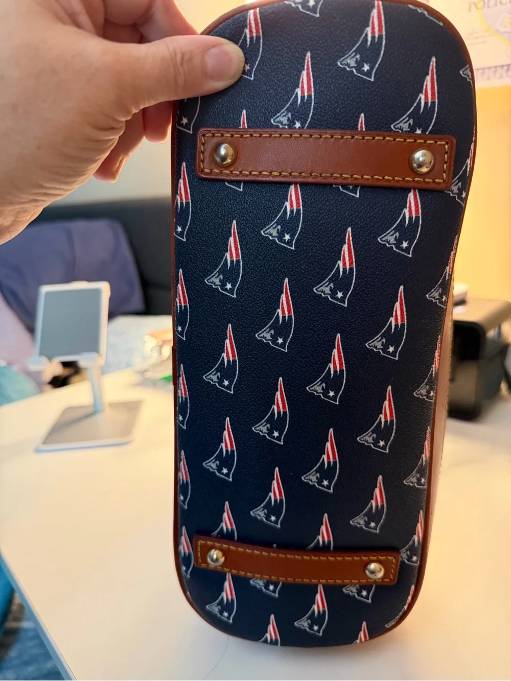 Dooney & Bourke Navy and Brown New England Patriots Dome Satchel Set